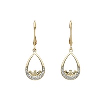 Image for 14K Yellow Gold Diamond Set Claddagh Teardrop Earrings