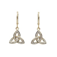 Image for 14K Yellow Gold Diamond Set Trinity Drop Earrings