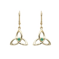 Image for 14K Yellow Gold Emerald Set Trinity Drop Earrings