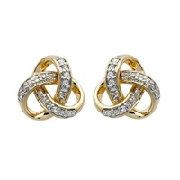 Image for 14K Yellow Gold Diamond Set Trinity Stud Earrings