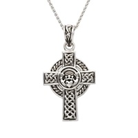 Image for Sterling Silver Celtic Cross With Claddagh