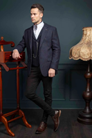 Image for Ryan Dark Navy Classic Fit Tweed Jacket