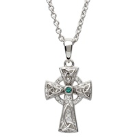 Image for Trinity Celtic Cross Embellished with Swarovski White and Green Crystals