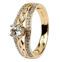 Image for 14K Yellow Gold Pave Set Diamond Engagement Ring with Celtic Knot Design