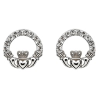 Image for Claddagh Stud Earrings Adorned with Swarovski Crystals