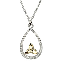 Shanore Sterling Silver Trinity Knot Stone Set Pendant