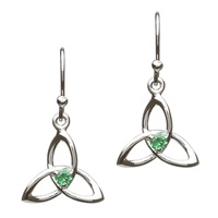 Image for Sterling Silver Green CZ Trinity Knot Earrings