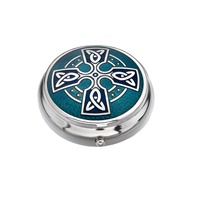 Image for Sea Gems Celtic Cross Pillbox, Turquoise/Blue