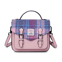 Image for Islander Mini Calton Satchel Bag with HARRIS TWEED - Pink and Blue Tartan