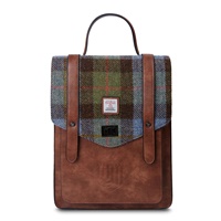 Image for Islander Carloway Backpack with HARRIS TWEED - Chestnut and Blue Tartan