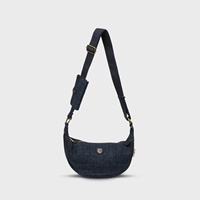 Image for Islander Luna Bag with HARRIS TWEED - Navy Over Check