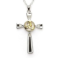 Sterling Silver Celtic Trinity Knot Cross with Diamonds